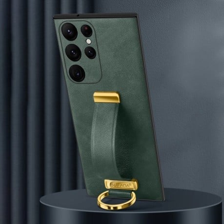 Противоударный чехол SULADA Leather Texture Skin Feel Shockproof для Samsung Galaxy S25 Ultra 5G - зеленый