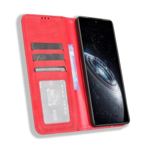 Чехол-книжка Magnetic Buckle Retro Crazy Horse Texture на Infinix GT 20 Pro 5G - красный