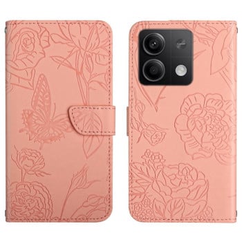 Чехол-книжка Skin Feel Butterfly Embossed для Xiaomi Redmi Note 14S/ 13 Pro 4G / POCO M6 Pro 4G   - розовый