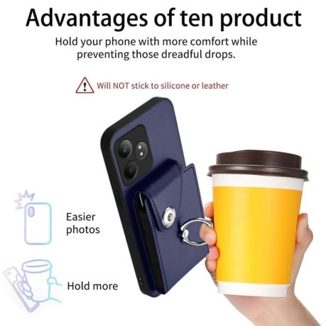 Протиударний чохол Organ Card Bag Ring Holde Realme GT Neo6 / GT 6T 5G  - синій