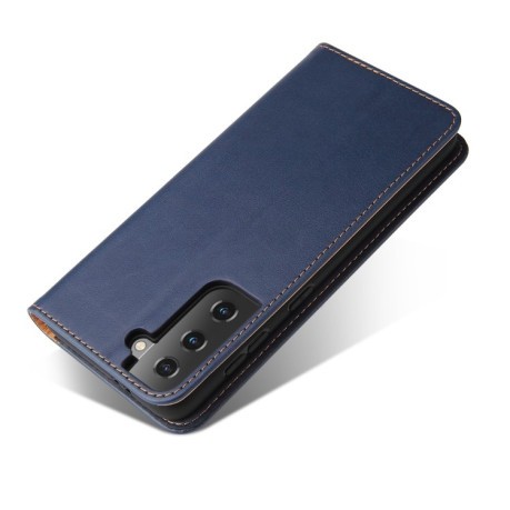 Кожаный чехол-книжка Fierre Shann Genuine leather на Samsung Galaxy S21 - синий