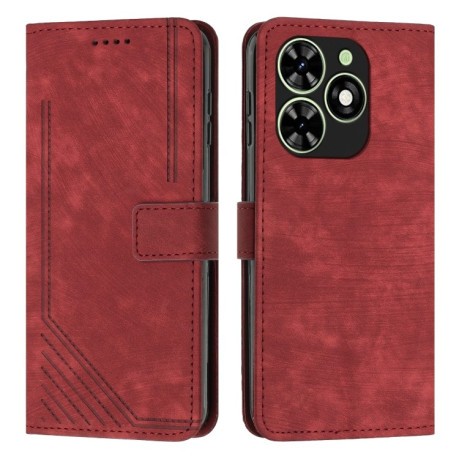 Чехол-книжка Skin Feel Stripe Pattern для Infinix Smart 8 - красный