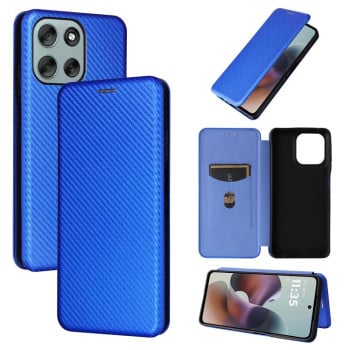 Чохол-книжка Carbon Fiber Texture на Motorola Moto G56 - синій