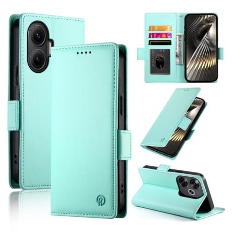 Чехол-книжка Side Buckle Magnetic Frosted Leather для Xiaomi Poco F7 - зеленый