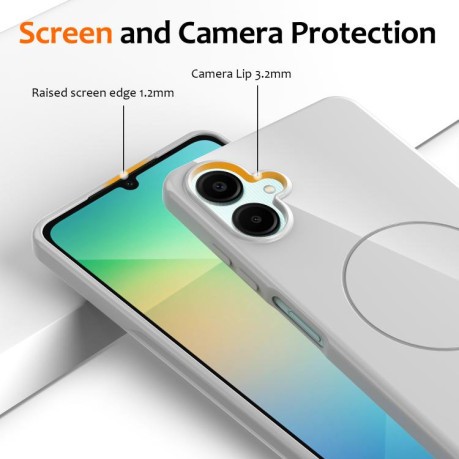 Противоударный чехол Glossy TPU Shockproof MagSafe на Samsung Galaxy А06 5G - белый