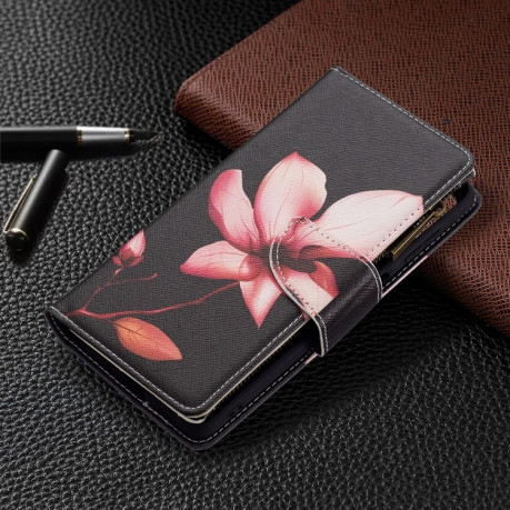 Чехол-кошелек Colored Drawing Pattern Zipper для Samsung Galaxy M52 5G - Lotus