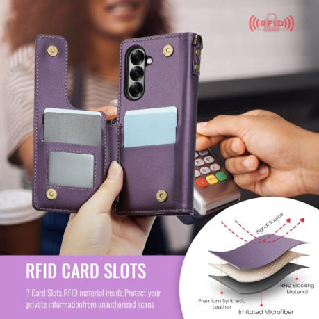 Чехол-книжка CaseMe C22 Card Slots Holder RFID Anti-theft для Samsung Galaxy Fold 7 - фиолетовый