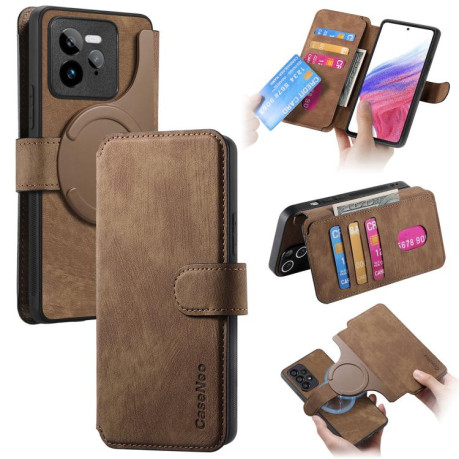 Чехол-книжка CaseNeo MagSafe RFID Anti-theft Retro Leather для Realme GT7 Pro - коричневый