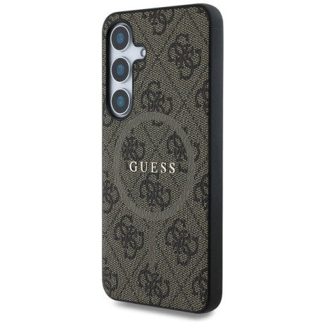 Оригінальний чохол Guess Leather 4G Colored Ring Classic Logo MagSafe для Samsung Galaxy S25 Plus - Brown