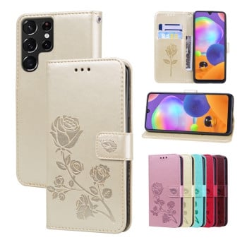 Чохол-книжка Rose Embossed Samsung Galaxy S22 Ultra 5G - золотий