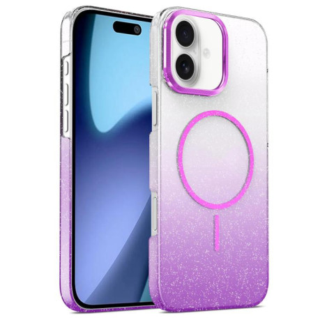 Противоударный чехол Gold Diamond Glitter Gradient MagSafe для iPhone 17 - фиолетовый