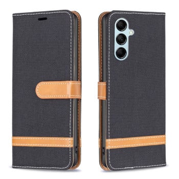 Чехол-книжка Color Matching Denim Texture для Samsung Galaxy M14 5G - черный