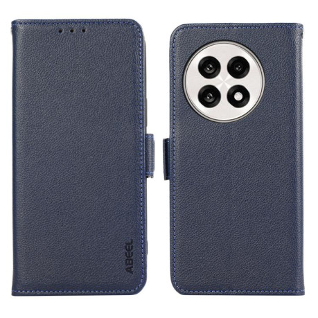 Кожаный чехол-книжка KHAZNEH Genuine Leather RFID для OnePlus 13R/Ace 5/Ace 5 Pro - синий