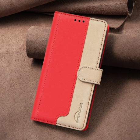 Чохол-книжка Color Matching RFID Anti-theft Leather для iPhone 16e - червоний