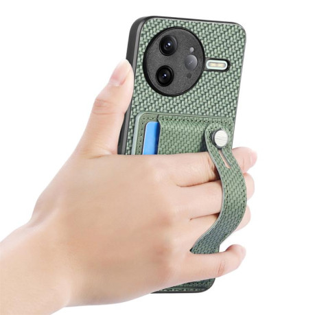 Противоударний чехол Wristband Kickstand Card для Xiaomi Poco F7 Ultra - зелений