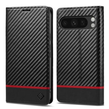 Чохол-книжка LC.IMEEKE з фактурою Carbon Fiber на Google Pixel 10 / 10 Pro - Black
