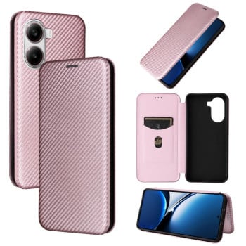 Чохол-книжка Carbon Fiber Texture на Xiaomi Poco X7 Pro / Xiaomi Redmi Turbo 4 - рожевий