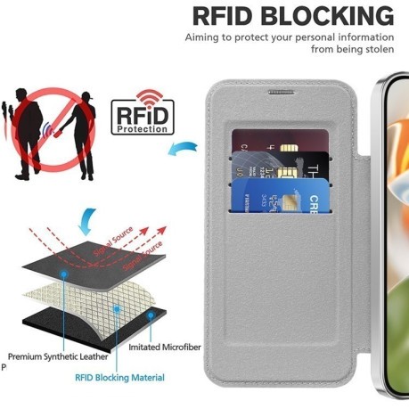Чехол-книжка Shield MagSafe RFID Anti-theft Leather для Google Pixel 9 Pro XL - серый