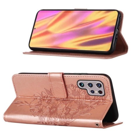 Чохол-книжка Embossed Butterfly Samsung Galaxy S22 Ultra 5G - рожеве золото