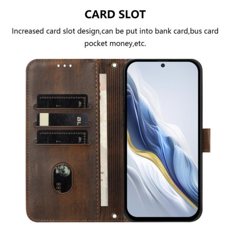 Чехол-книжка Line Splicing Buckle Retro Leather для Samsung Galaxy M06 5G - коричневый