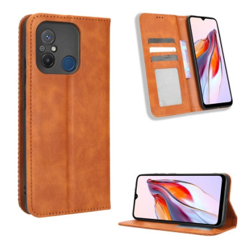 Чохол-книжка Magnetic Buckle Retro Crazy Horse Texture на Xiaomi Redmi 12C / 11A - коричневий