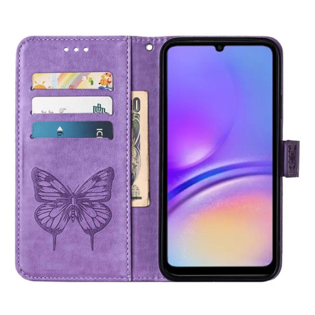 Чехол-книжка Embossed Butterfly для Samsung Galaxy A05 - фиолетовый