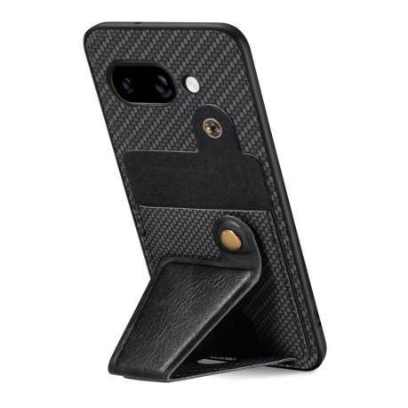Протиударний чохол Carbon Fiber Card Wallet Ring Holder для Google Pixel 9a - чорний