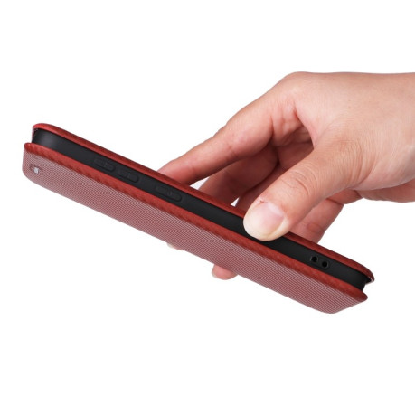 Чохол-книжка Carbon Fiber Texture  для Samsung Galaxy S25 5G - коричневий