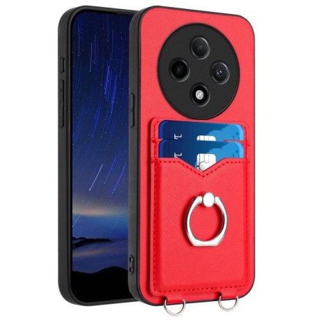 Чохол протиударний R20 Ring Card Holder для OPPO A3 Pro 5G - червоний