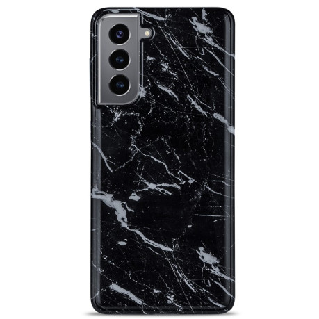 Противоударный чехол Glossy Marble IMD на Samsung Galaxy S21 - черный