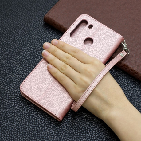 Чехол-книжка Texture Single на Samsung Galaxy A21- розовое золото