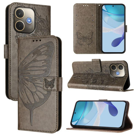 Чехол-книжка Embossed Butterfly для OPPO A5 Pro 5G Global - серый