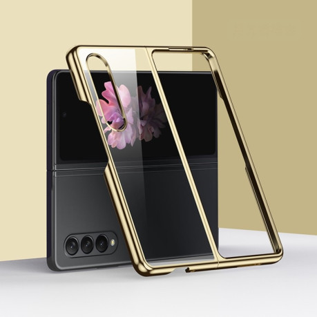 Противоударный чехол Electroplating PC для Samsung Galaxy Fold4 5G - золотой