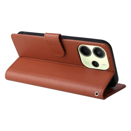 Чохол-книжка 3-Card Slots Multifunctional Leather для Xiaomi Redmi Note 14 4G 164.48mm - коричневий