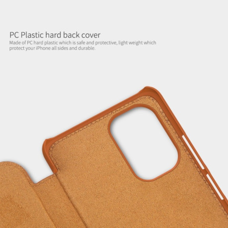 Кожаный чехол-книжка Nillkin Qin Series для Xiaomi Mi 11i/Xiaomi Poco F3/Redmi K40/K40 Pro - коричневый