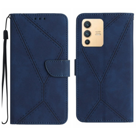 Чохол-книжка Stitching Embossed Leather для Vivo V23 5G - синій