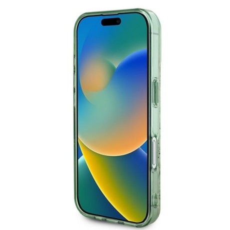 Оригинальный чехол Guess IML Flower &amp; Tonal Circle MagSafe для iPhone 16 - green