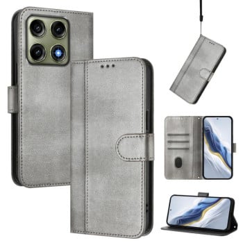 Чохол-книжка Line Splicing з еко-шкіри ретро на Motorola Edge 70 Pro 5G — сірий