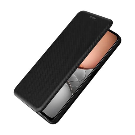 Чехол-книжка Carbon Fiber Texture на Realme C75 4G Global - черный