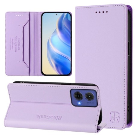 Чохол-книжка RC01 Dual-Folded Magnetic Suction RFID Leather на Motorola Moto G85 - фіолетовий