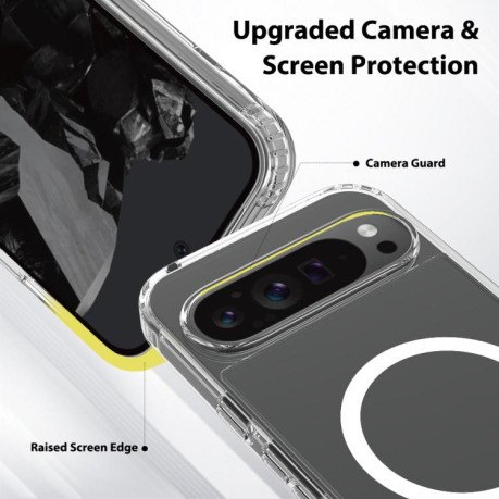 Протиударний чохол Skin Feel TPU + PC MagSafe Magnetic для Google Pixel 9 Pro XL - прозорий