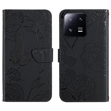 Чехол-книжка Skin Feel Butterfly Embossed для Xiaomi 13 Pro - черный