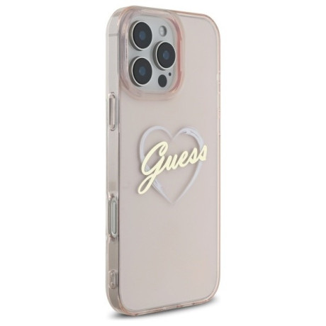 Оригинальный чехол Guess IML Heart для iPhone 16 Pro Max - Pink