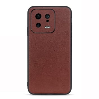 Кожаный чехол Lambskin Texture для Xiaomi 13 - коричневый