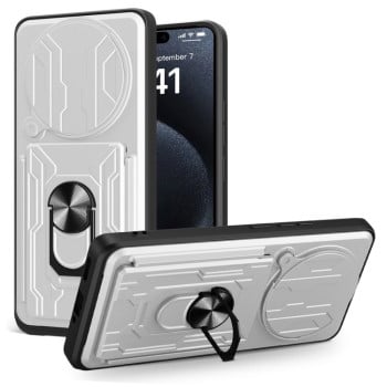 Чохол із шторкою на камеру Sliding Camshield та підставкою на Xiaomi Redmi Note 14 Pro+ 5G - білий