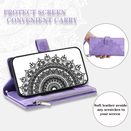Чехол-книжка Multi-Card Totem Zipper Leather для Samsung Galaxy A36 - фиолетовый