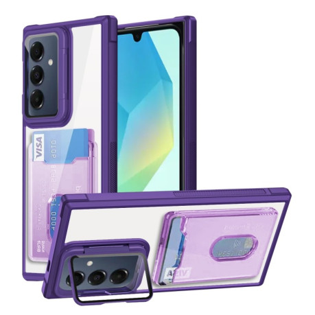 Противоударный чехол Card Bag Holder Acrylic Hybrid для Samsung Galaxy A16 5G - фиолетовый