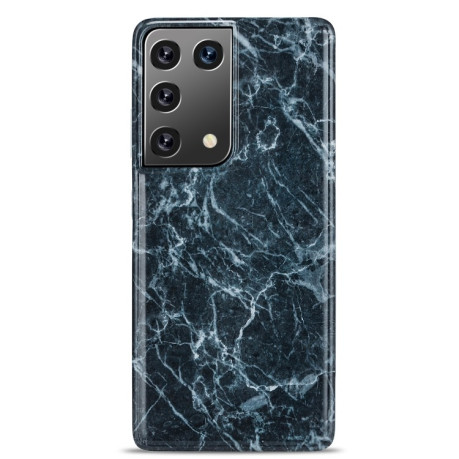 Противоударный чехол Glossy Marble IMD на Samsung Galaxy S21 Ultra - темно-серый