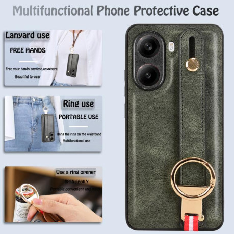 Протиударний чохол Wristband Leather Back для Xiaomi Poco X7 Pro 5G - зелений
