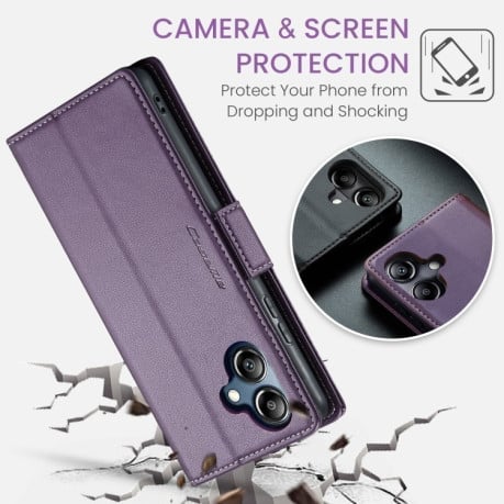 Чехол-книжка CaseMe 023 Butterfly Buckle Litchi Texture RFID Anti-theft Leather на Samsung Galaxy A07 / A06 - фиолетовый